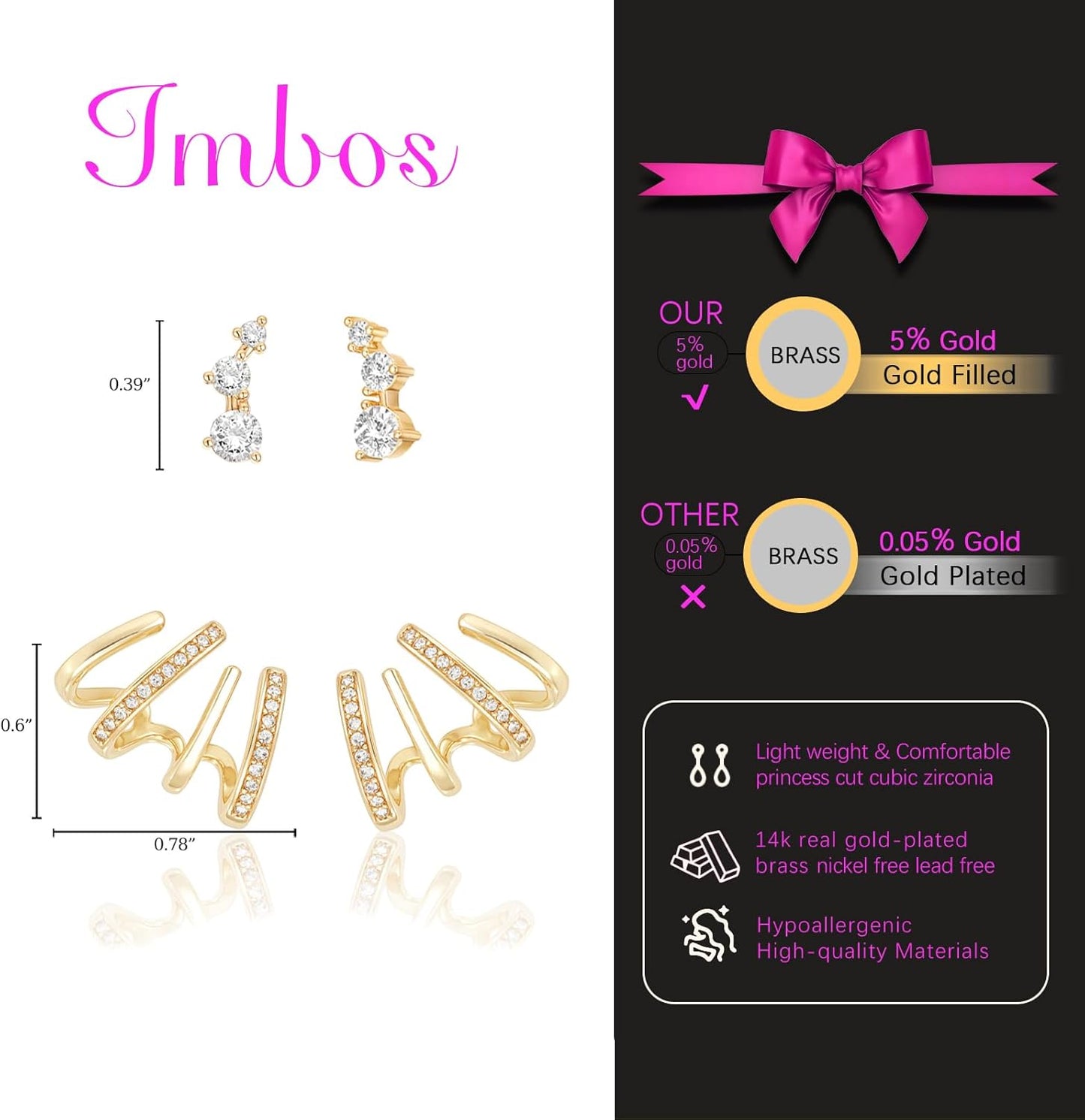 Earrings for Women Trendy 14K Gold Stud Earrings Claw Earring Dainty Simple Minimalist Gold Earring Hypoallergenic Jewelry for Women Gifts