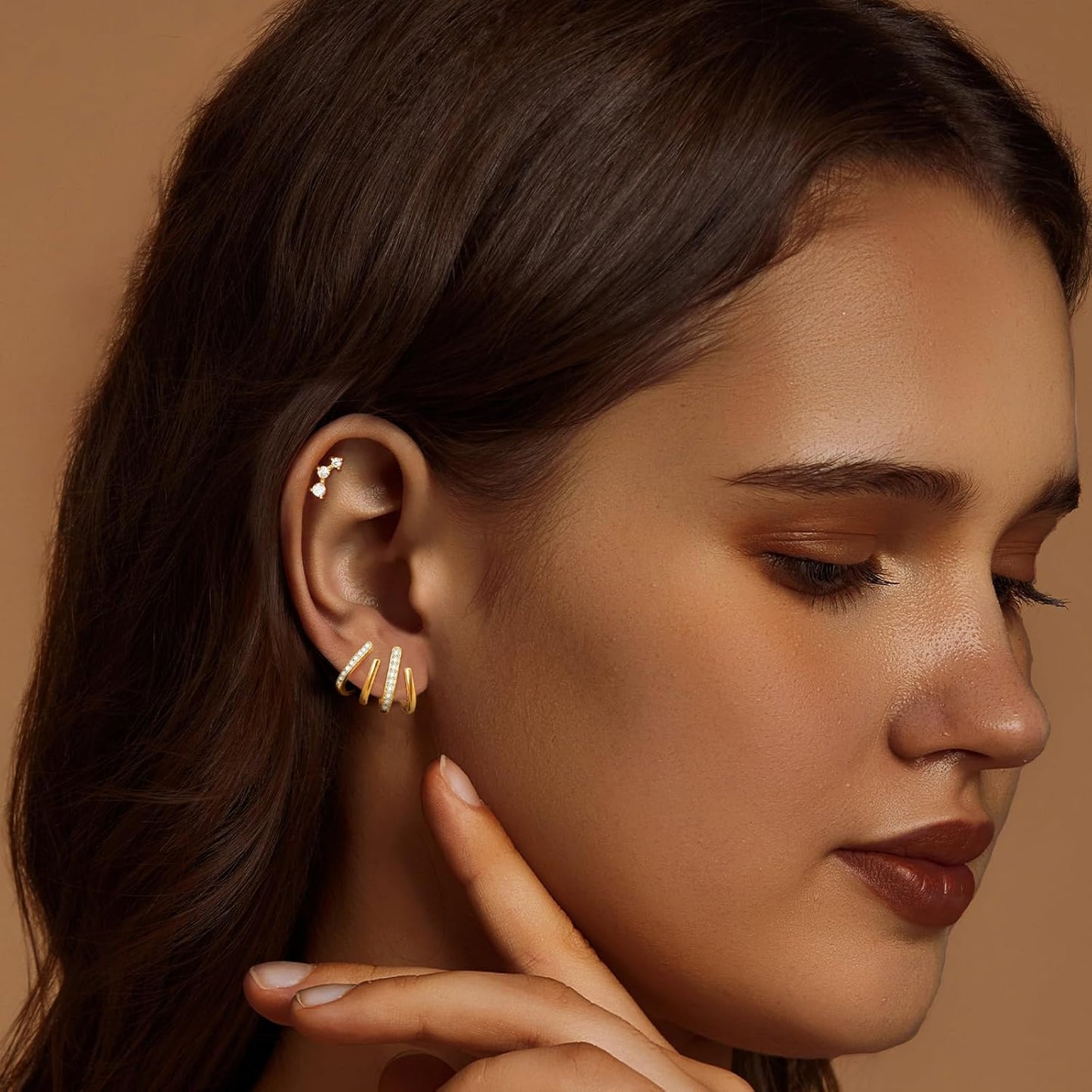 Earrings for Women Trendy 14K Gold Stud Earrings Claw Earring Dainty Simple Minimalist Gold Earring Hypoallergenic Jewelry for Women Gifts