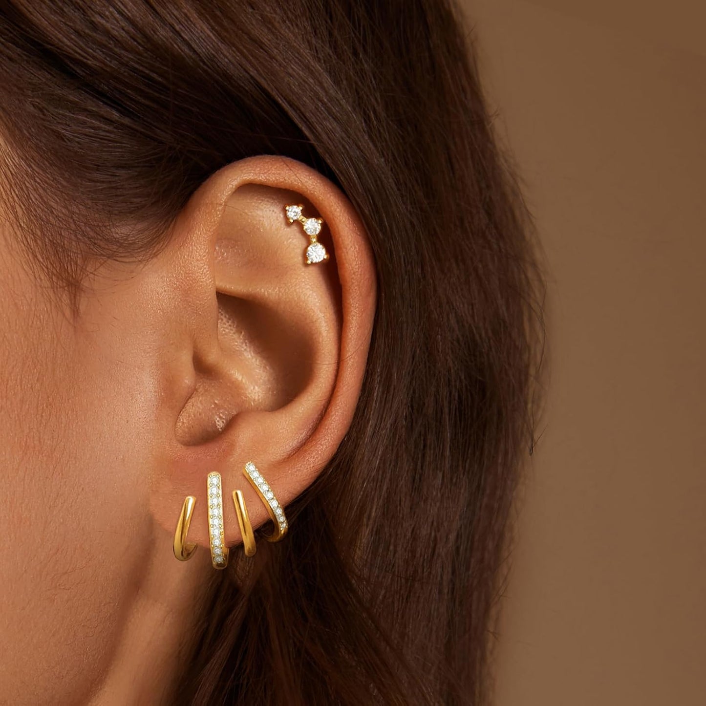 Earrings for Women Trendy 14K Gold Stud Earrings Claw Earring Dainty Simple Minimalist Gold Earring Hypoallergenic Jewelry for Women Gifts