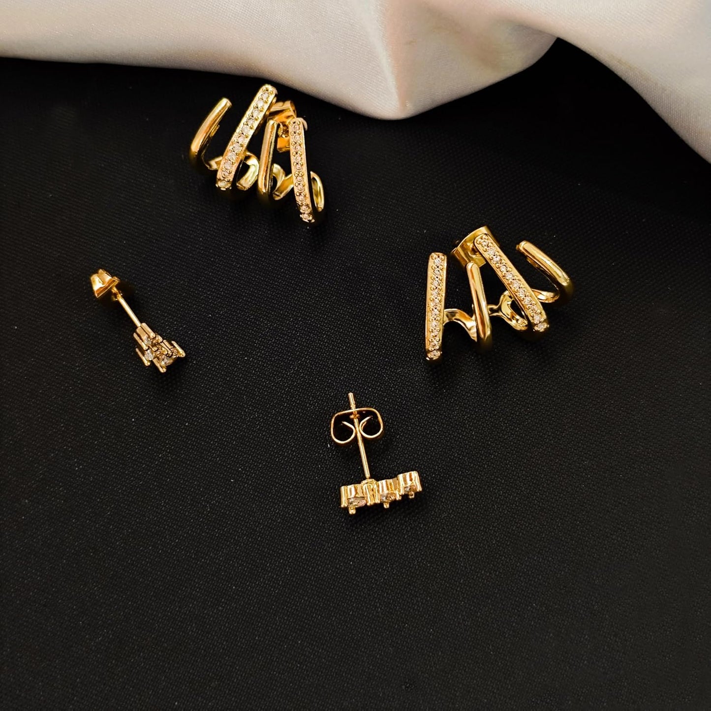 Earrings for Women Trendy 14K Gold Stud Earrings Claw Earring Dainty Simple Minimalist Gold Earring Hypoallergenic Jewelry for Women Gifts