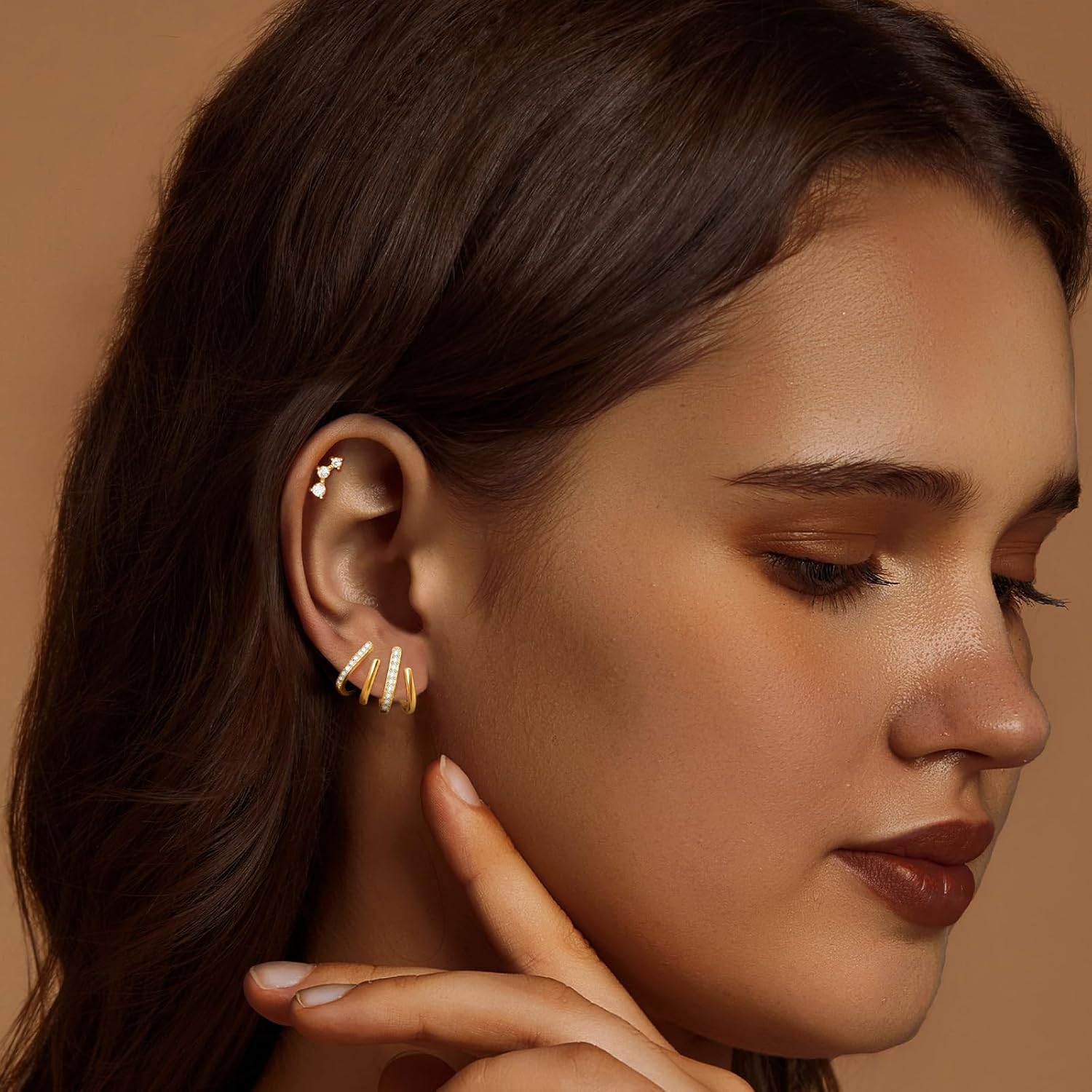 Earrings for Women Trendy 14K Gold Stud Earrings Claw Earring Dainty Simple Minimalist Gold Earring Hypoallergenic Jewelry for Women Gifts